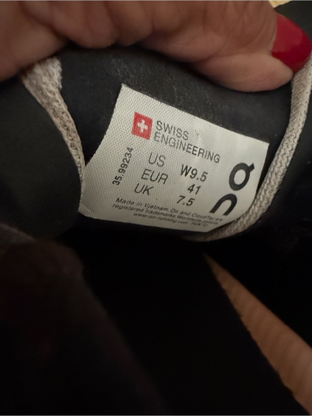 On Running Women's Sneakers in Dark Gray with Peach Sole - Picture 7 of 9